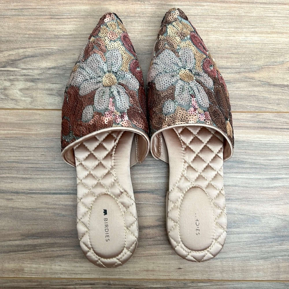 Birdies Sequin Dove Mule slip on 9